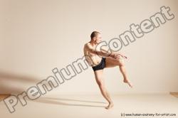 Underwear Gymnastic poses Man White Slim Bald Dancing Dynamic poses Academic